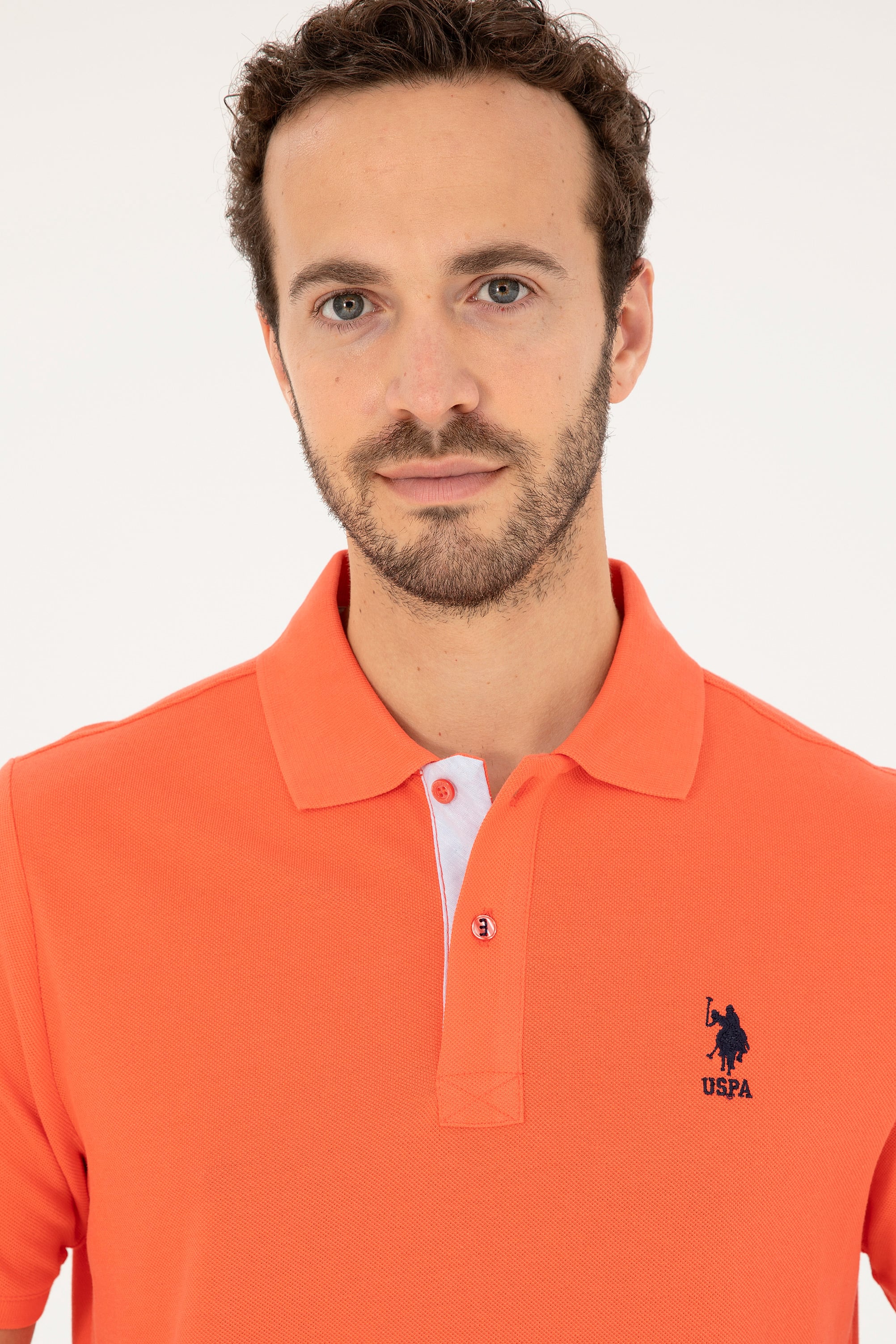 Erkek Regular Fit Polo Yaka Nar Çiçeği Basic Tişört - Image 2