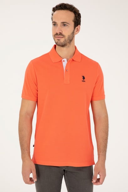 Erkek Regular Fit Polo Yaka Nar Çiçeği Basic Tişört