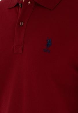 Erkek Slim Fit Polo Yaka Bordo Basic Tişört - 50279581147