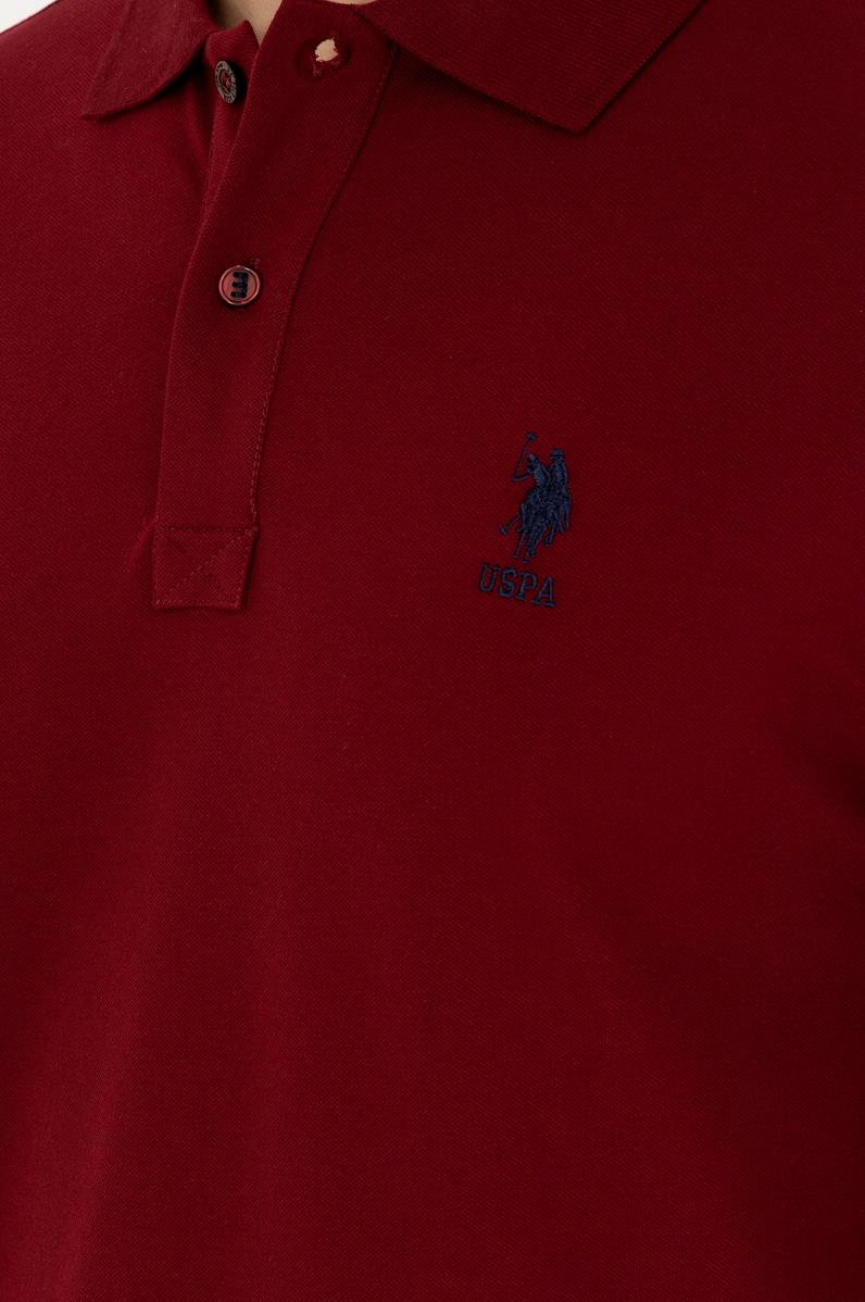 Erkek Slim Fit Polo Yaka Bordo Basic Tişört