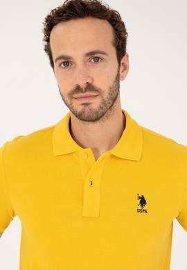 Erkek Slim Fit Polo Yaka Safran Basic Tişört - 50279613330