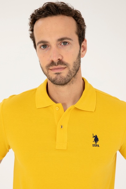 Erkek Slim Fit Polo Yaka Safran Basic Tişört
