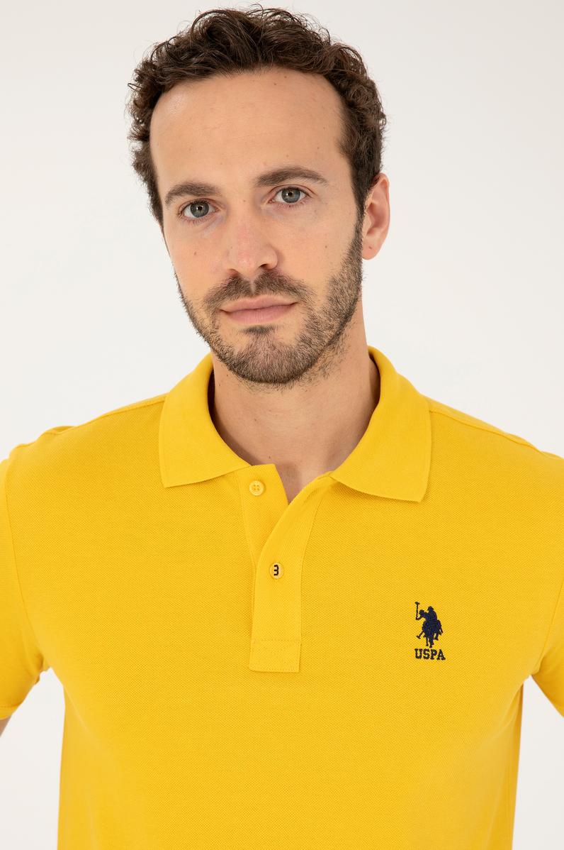 Erkek Slim Fit Polo Yaka Safran Basic Tişört