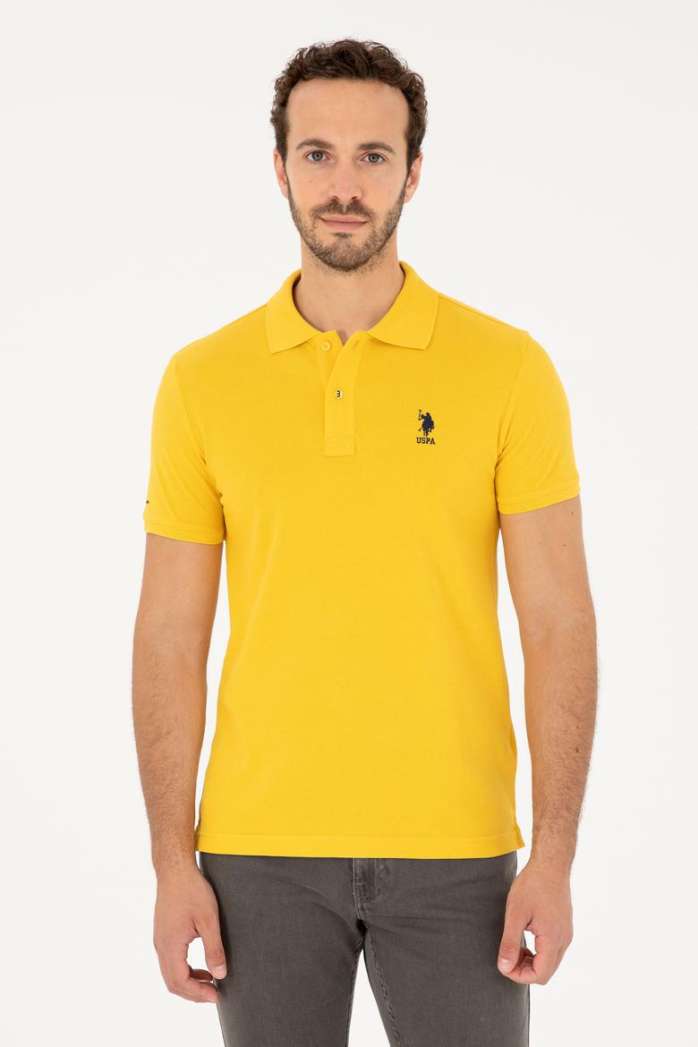 Erkek Slim Fit Polo Yaka Safran Basic Tişört