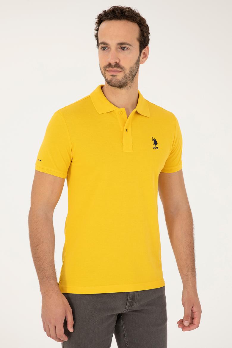 Erkek Slim Fit Polo Yaka Safran Basic Tişört - 50279613330