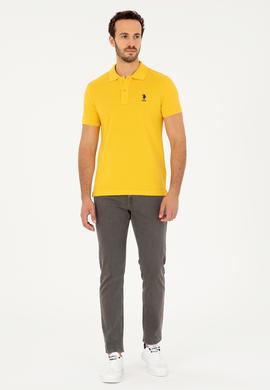 Erkek Slim Fit Polo Yaka Safran Basic Tişört - 50279613330