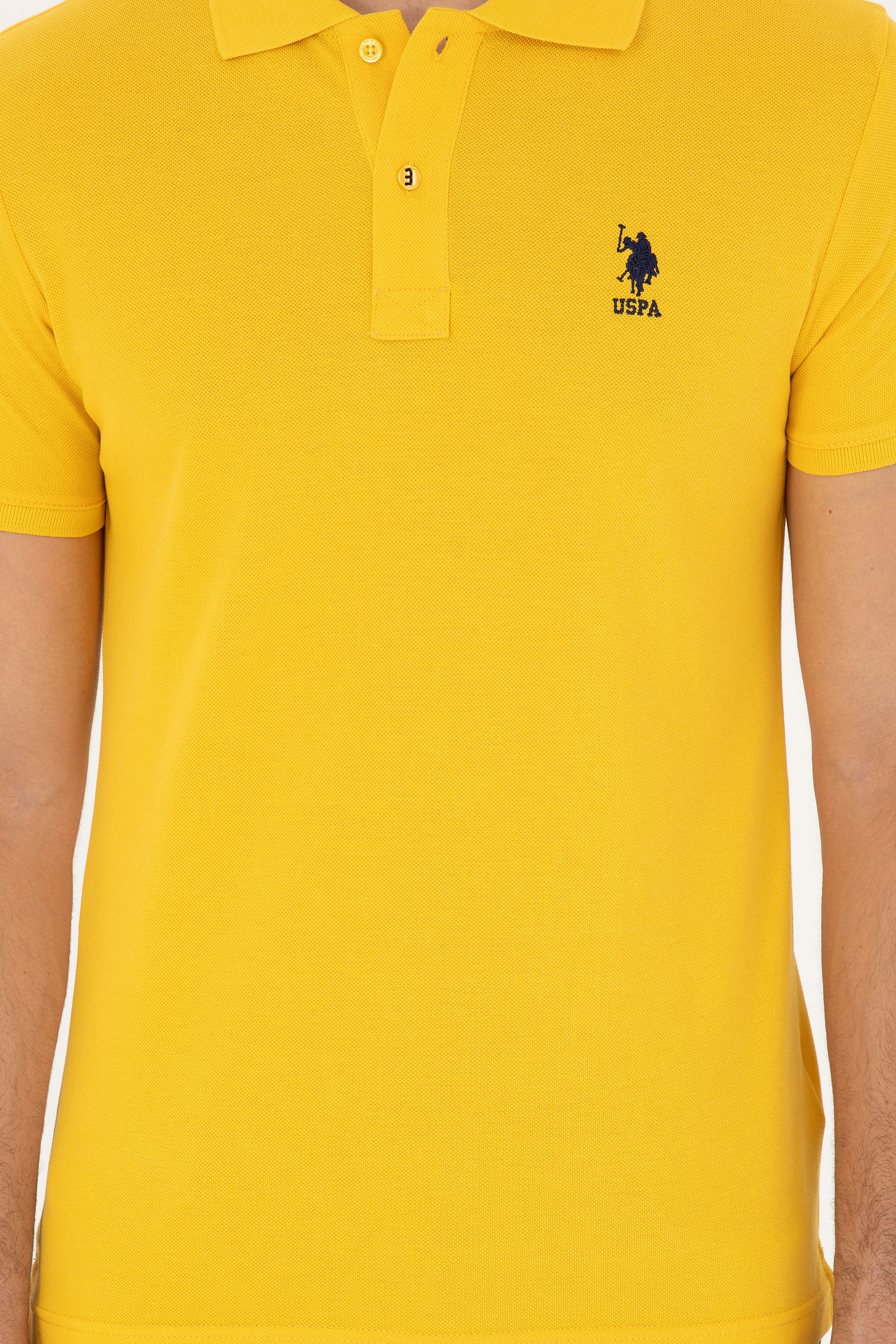 Erkek Slim Fit Polo Yaka Safran Basic Tişört - Image 6