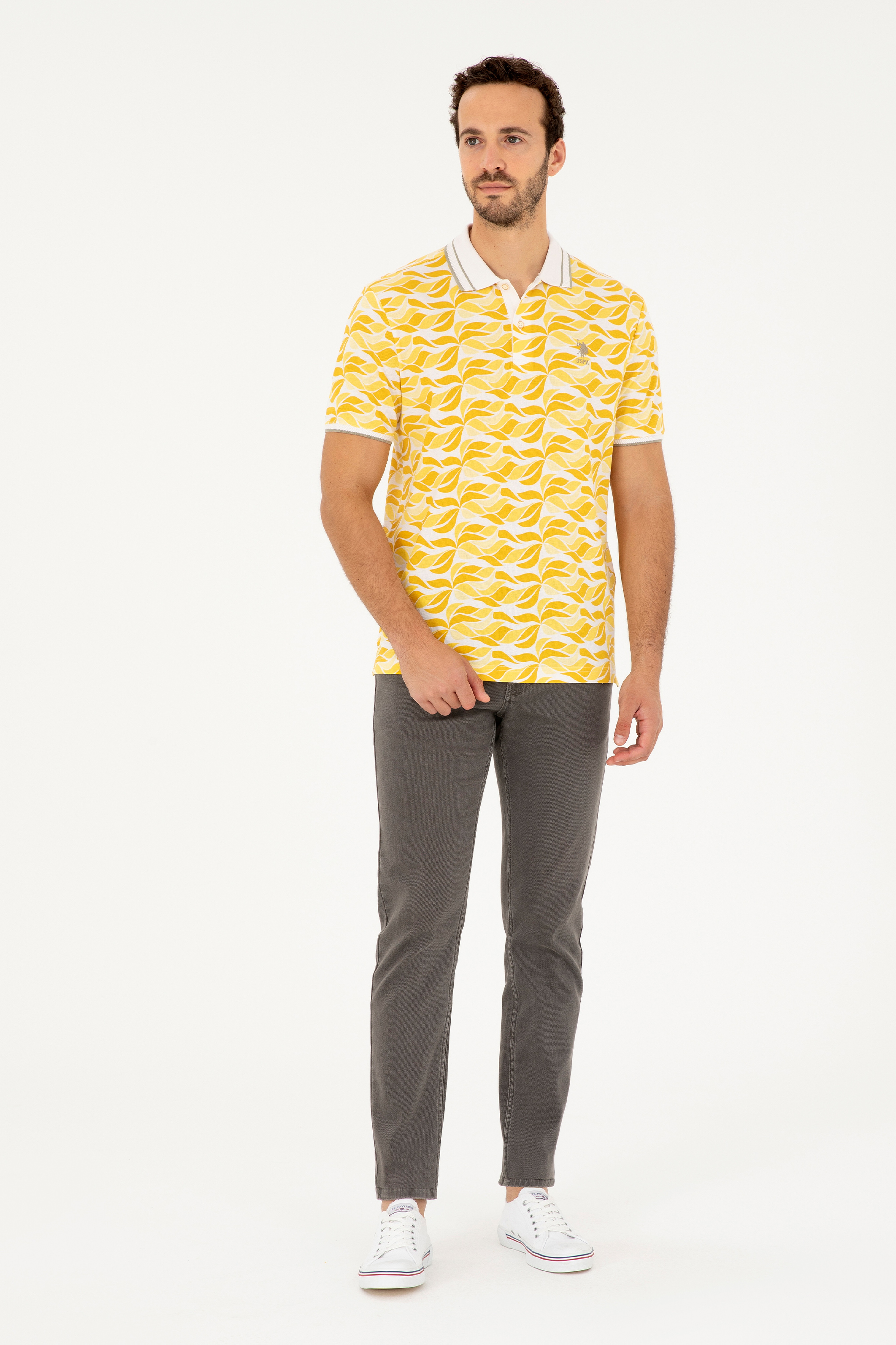 Erkek Regular Fit Polo Yaka Safran Tişört - Image 4