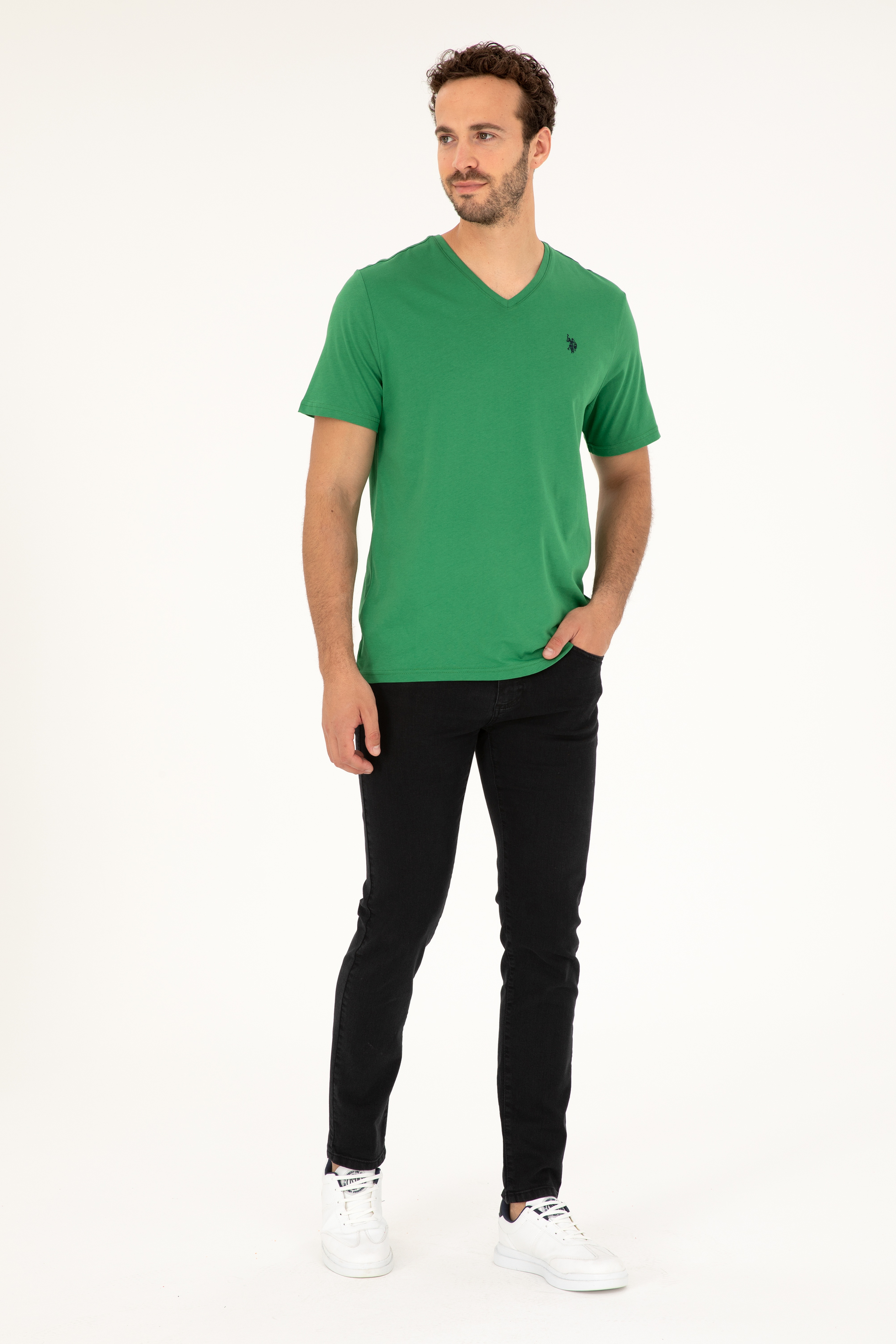 Erkek Yeşil Basic Tişört - Image 4