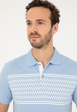 Erkek Regular Fit Polo Yaka Açık Mavi Tişört - 50281927035
