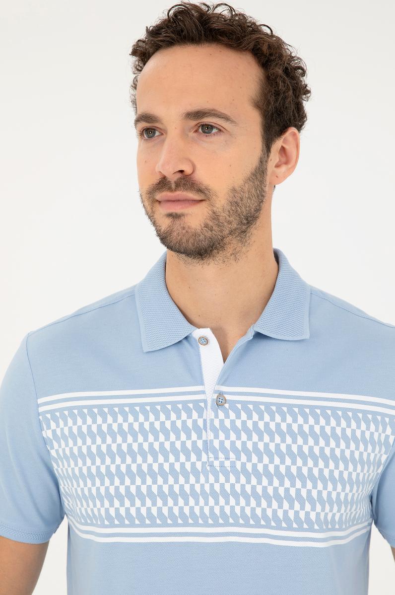 Erkek Regular Fit Polo Yaka Açık Mavi Tişört
