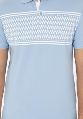 Erkek Regular Fit Polo Yaka Açık Mavi Tişört - 50281927035