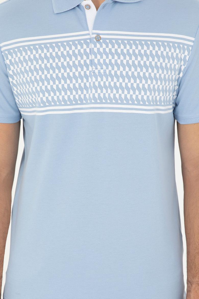 Erkek Regular Fit Polo Yaka Açık Mavi Tişört - 50281927035