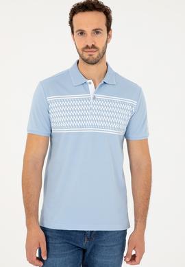 Erkek Regular Fit Polo Yaka Açık Mavi Tişört - 50281927035