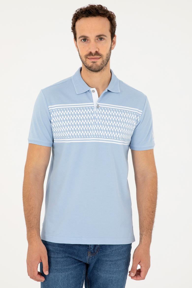 Erkek Regular Fit Polo Yaka Açık Mavi Tişört - 50281927035