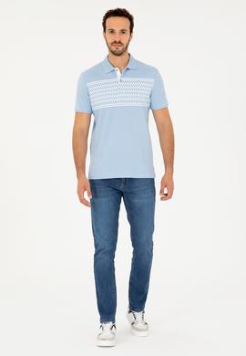 Erkek Regular Fit Polo Yaka Açık Mavi Tişört - 50281927035