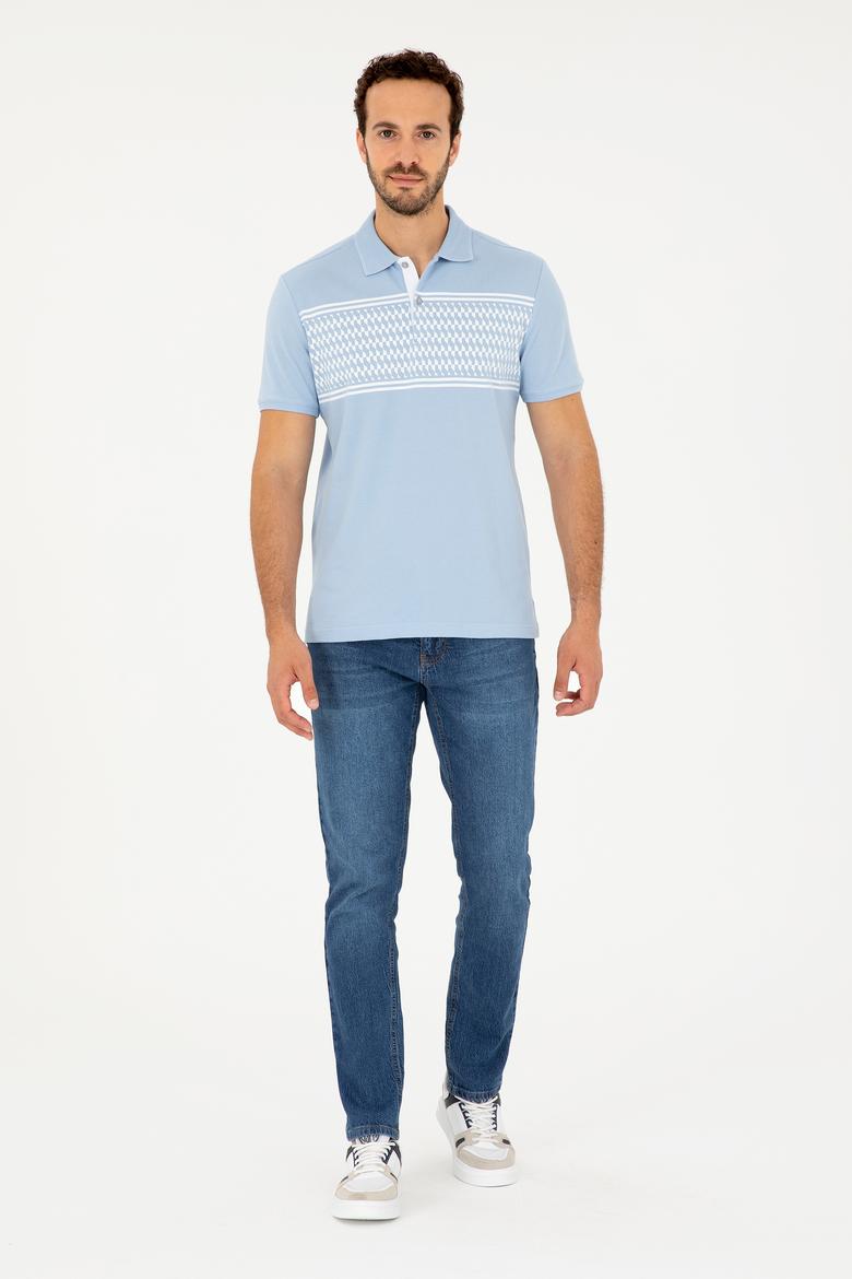 Erkek Regular Fit Polo Yaka Açık Mavi Tişört - 50281927035