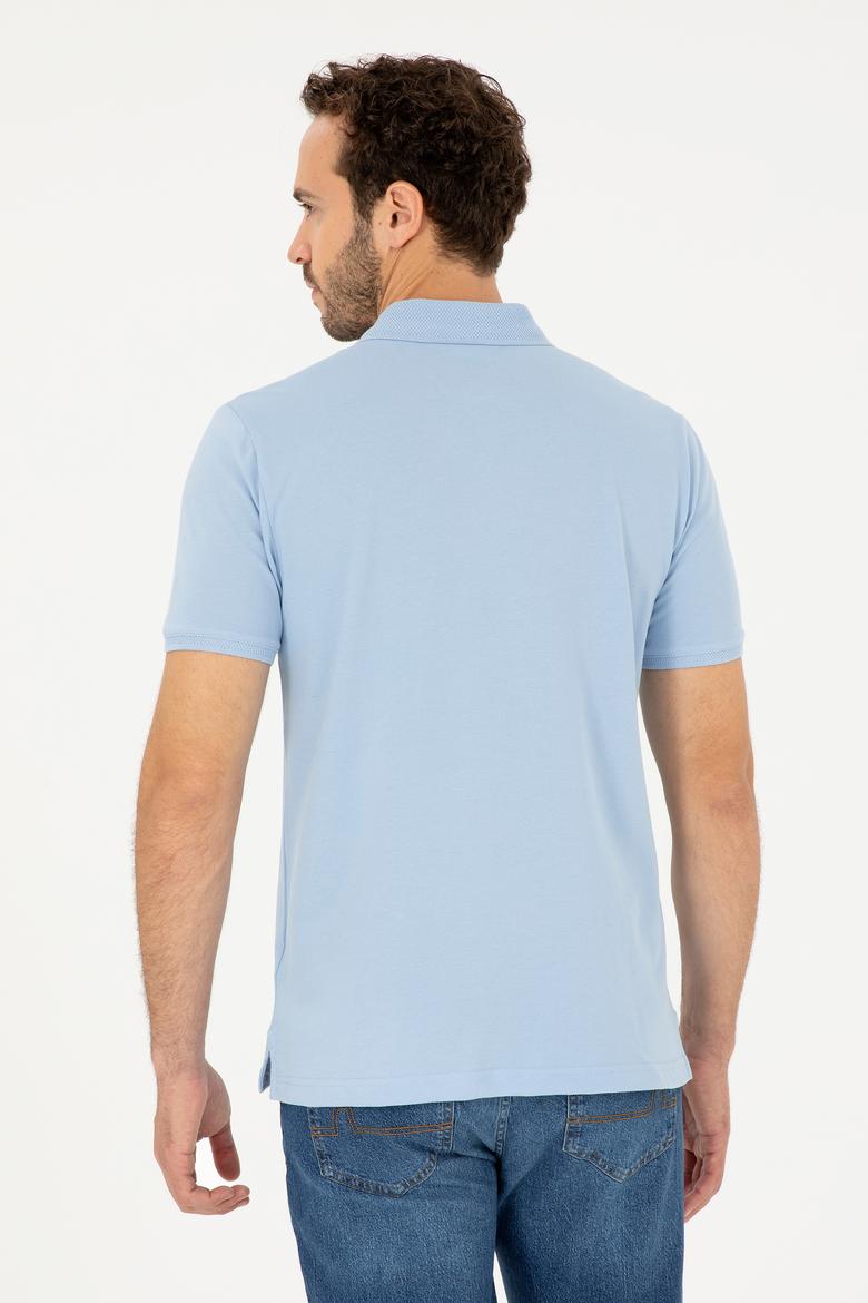 Erkek Regular Fit Polo Yaka Açık Mavi Tişört - 50281927035