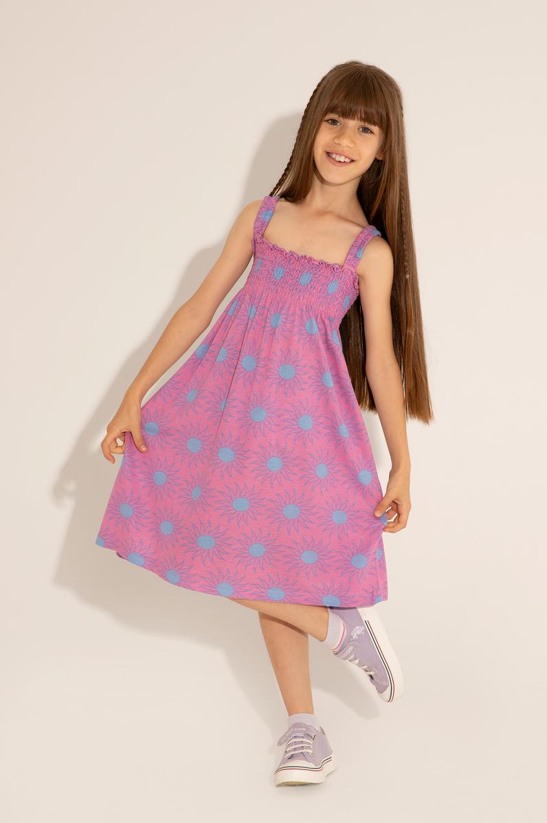 Kız Çocuk Menekşe Kolsuz Örme Elbise
