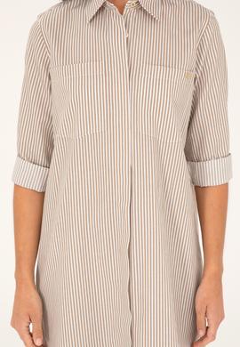 Kadın Haki Çizgili Mini Boy Dokuma Elbise - 50289222011