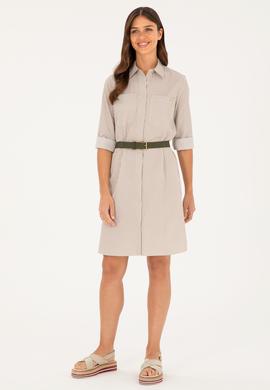 Kadın Haki Çizgili Mini Boy Dokuma Elbise - 50289222011