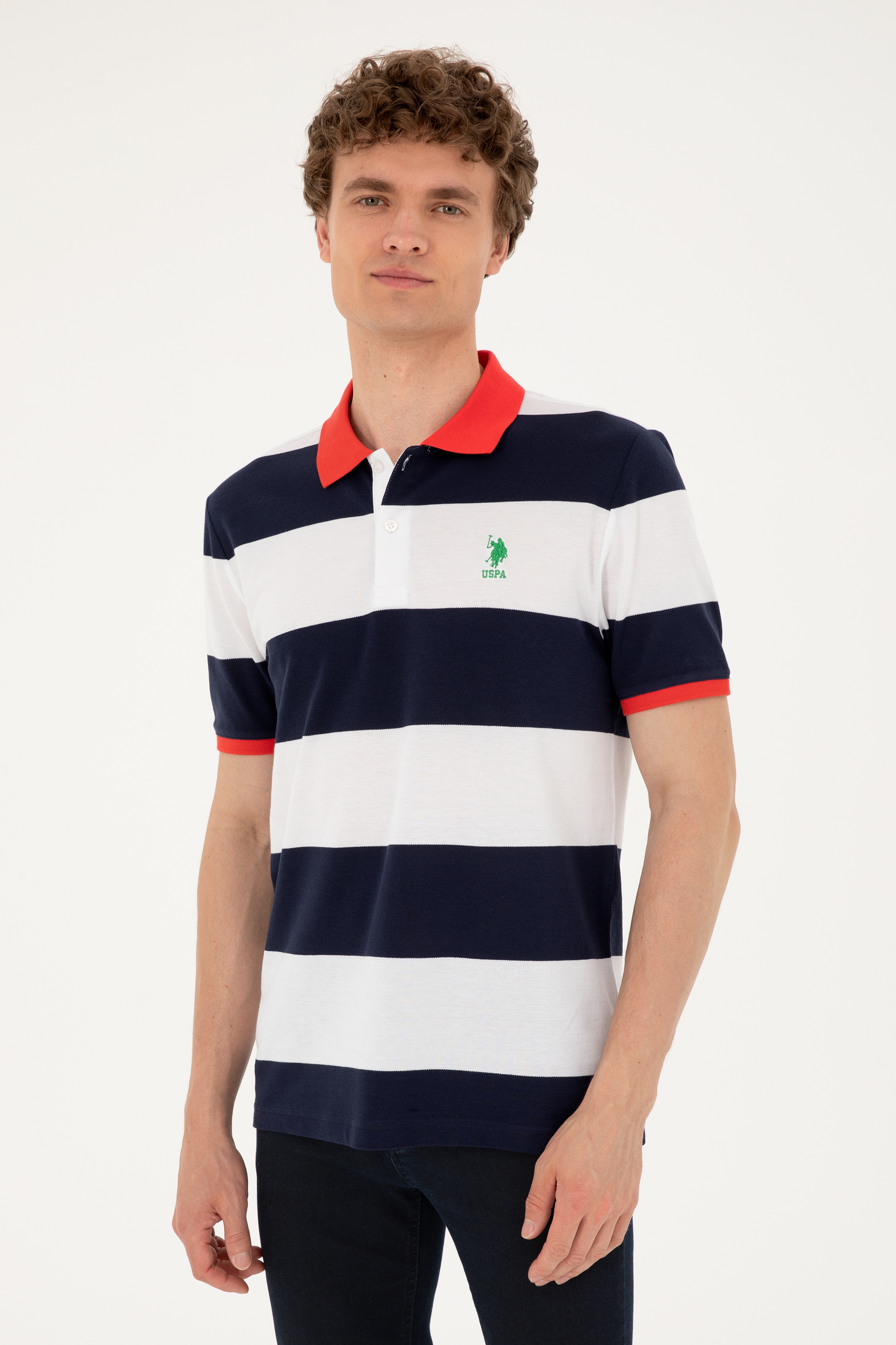 Erkek Regular Fit Polo Yaka Lacivert Tişört - Image 1