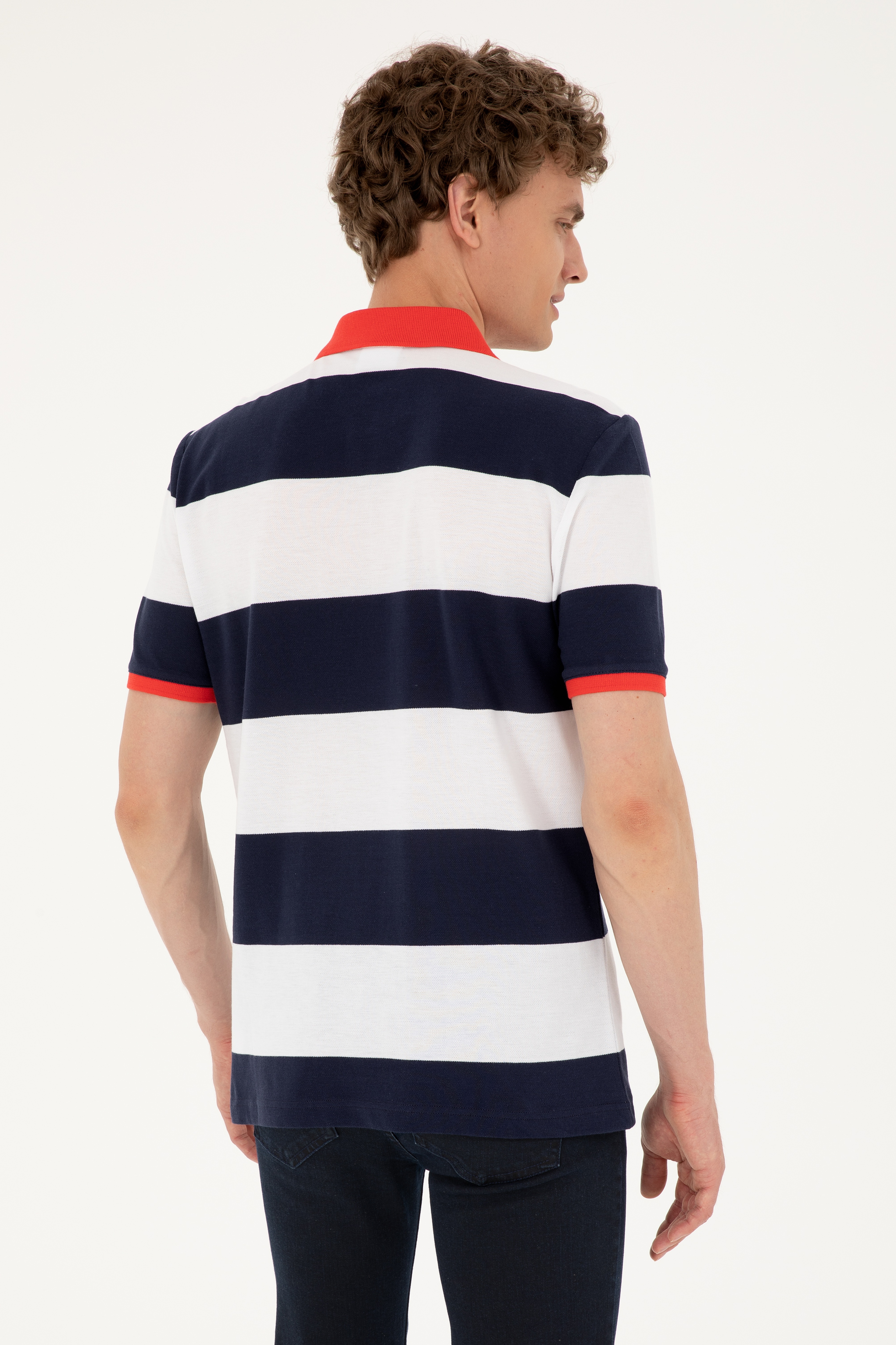 Erkek Regular Fit Polo Yaka Lacivert Tişört - Image 5