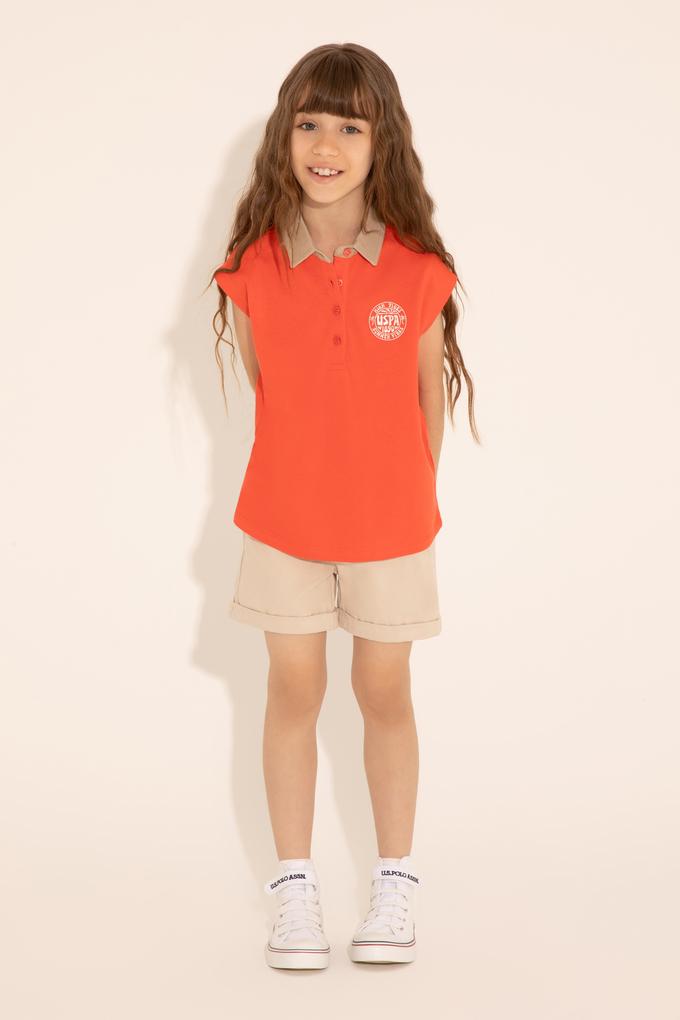 Kız Çocuk Nar Çiçeği Polo YakaTişört