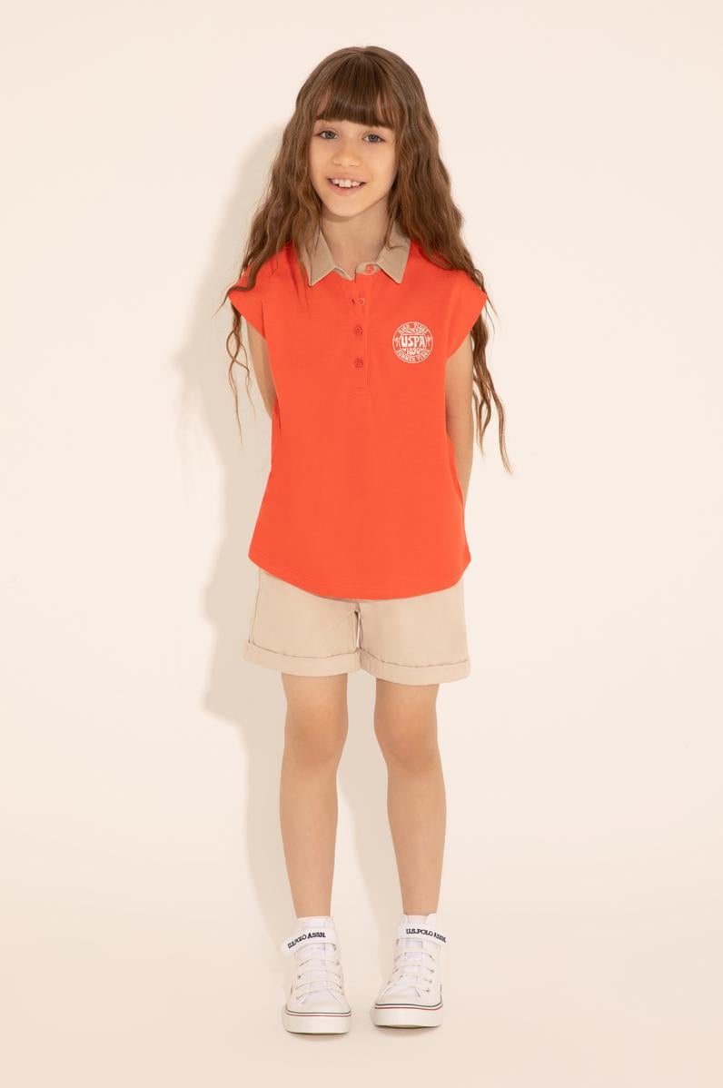 Kız Çocuk Nar Çiçeği Polo YakaTişört