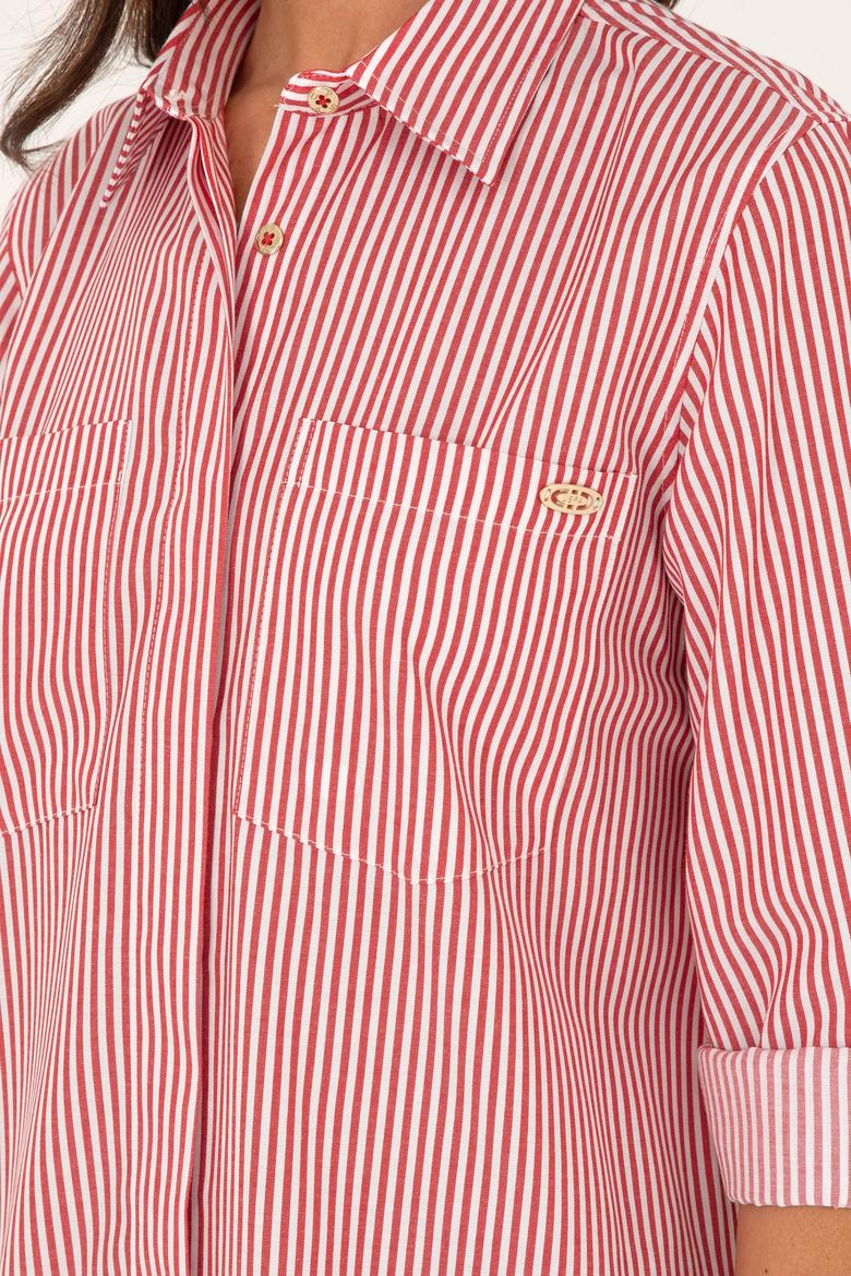 Kadın Kırmızı Çizgili Dokuma Elbise - 50289222002