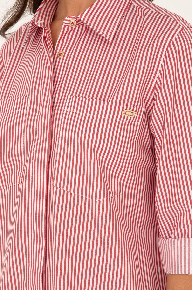 Kadın Kırmızı Çizgili Dokuma Elbise