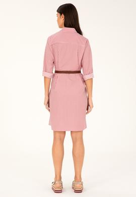 Kadın Kırmızı Çizgili Dokuma Elbise - 50289222002