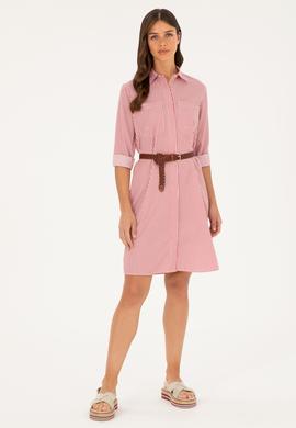 Kadın Kırmızı Çizgili Dokuma Elbise - 50289222002