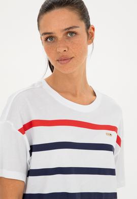 Kadın Beyaz Bisiklet Yaka Tişört - 50286110006