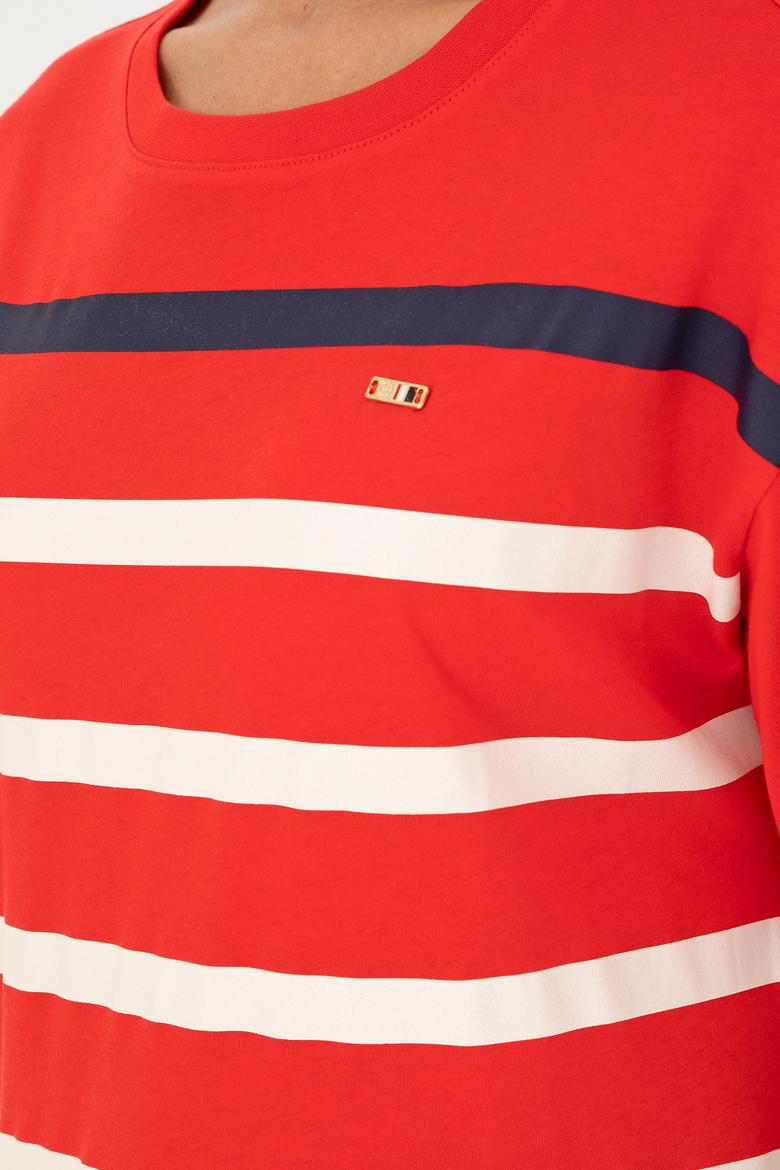 Kadın Kırmızı Bisiklet Yaka Tişört - 50286110014