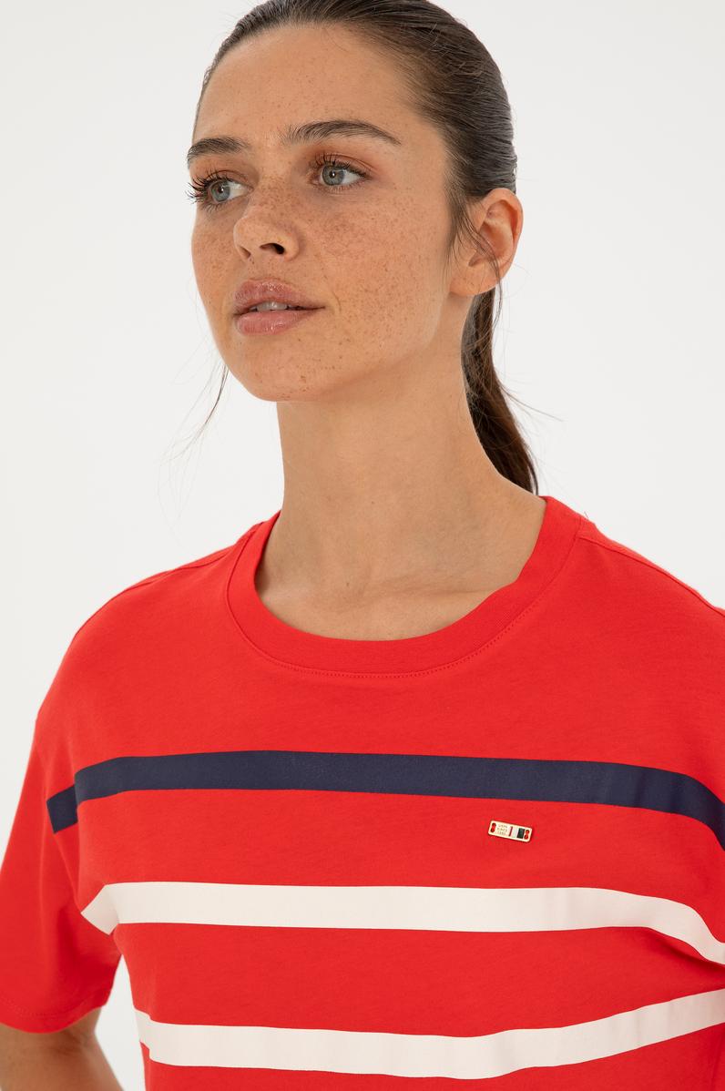 Kadın Kırmızı Bisiklet Yaka Tişört