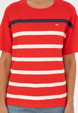 Kadın Kırmızı Bisiklet Yaka Tişört - 50286110014