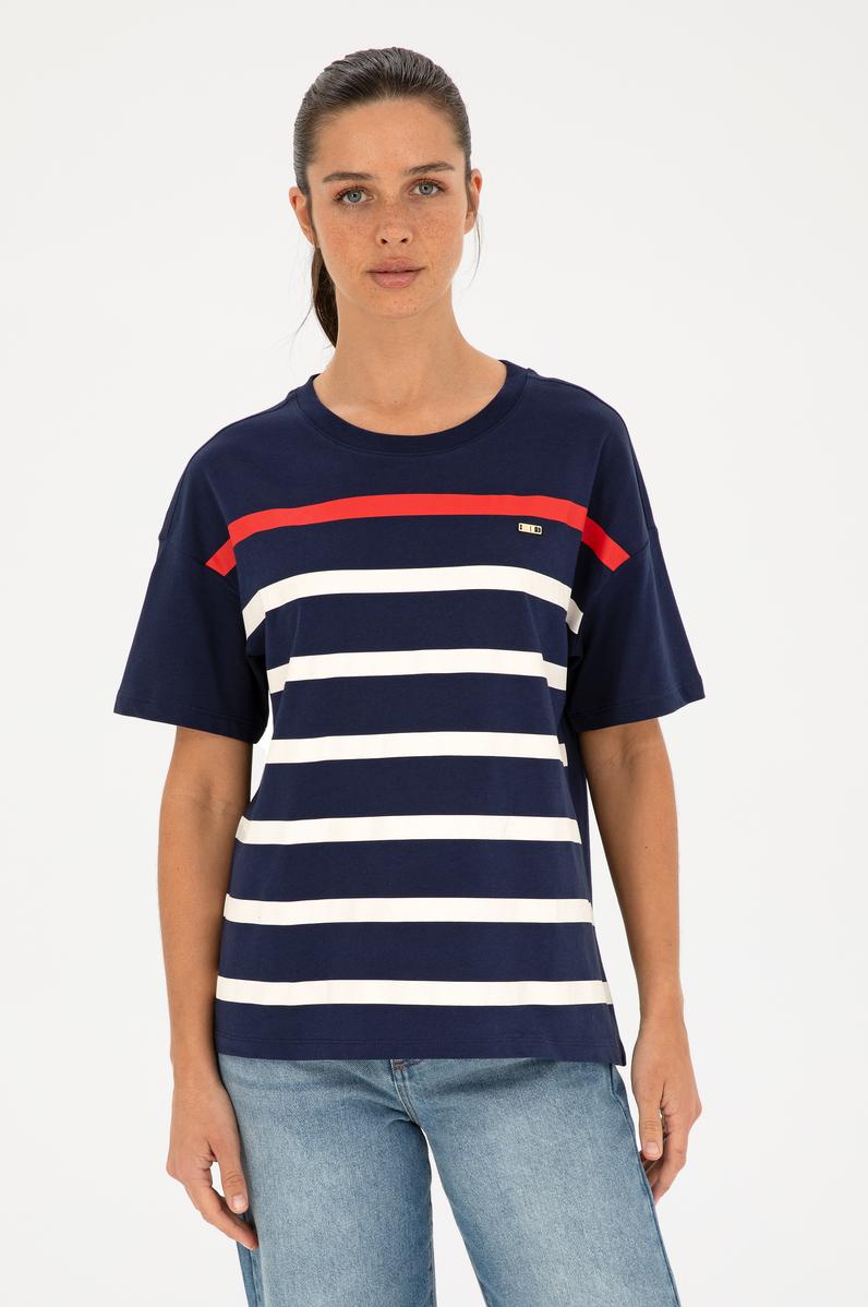 Kadın Lacivert Bisiklet Yaka Tişört