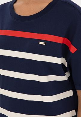 Kadın Lacivert Bisiklet Yaka Tişört - 50286110022