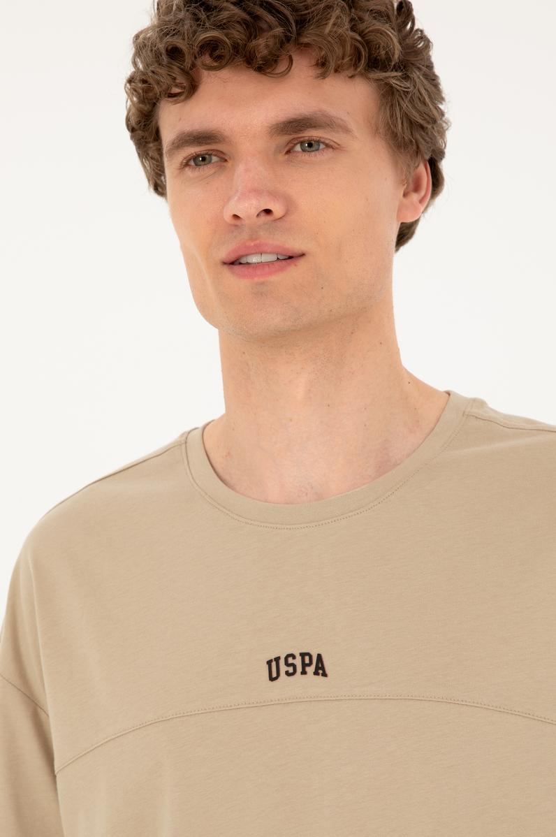 Erkek Comfort Fit Bisiklet Yaka Açık Haki Tişört