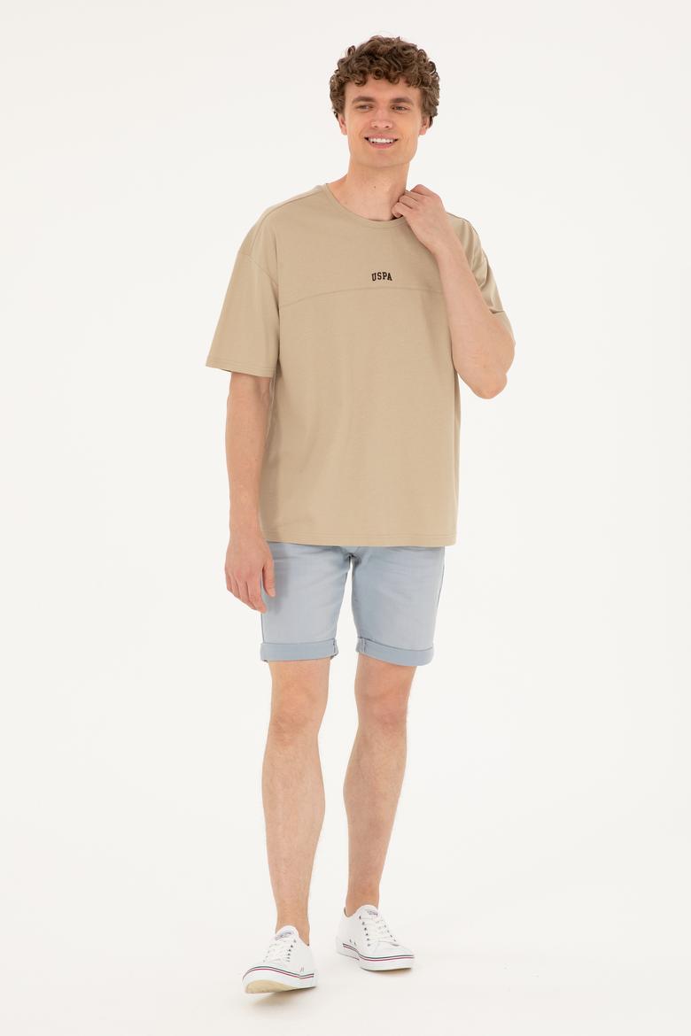 Erkek Comfort Fit Bisiklet Yaka Açık Haki Tişört - 50287083037