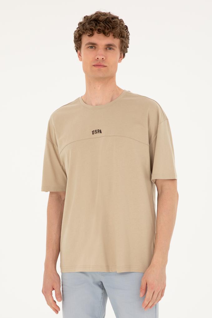 Erkek Comfort Fit Bisiklet Yaka Açık Haki Tişört