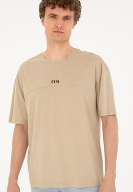 Erkek Comfort Fit Bisiklet Yaka Açık Haki Tişört - 50287083037