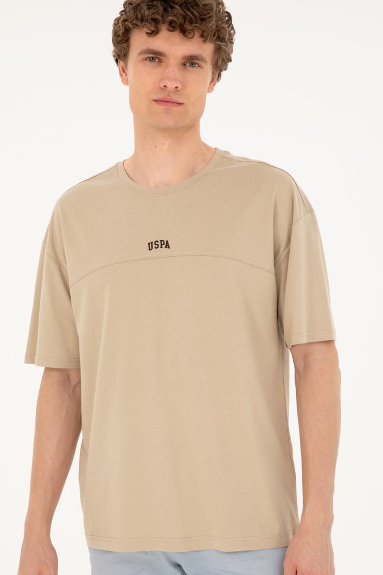 Erkek Comfort Fit Bisiklet Yaka Açık Haki Tişört - 50287083037