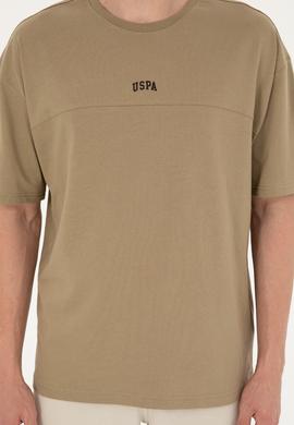 Erkek Comfort Fit Bisiklet Yaka Haki Tişört - 50287083029