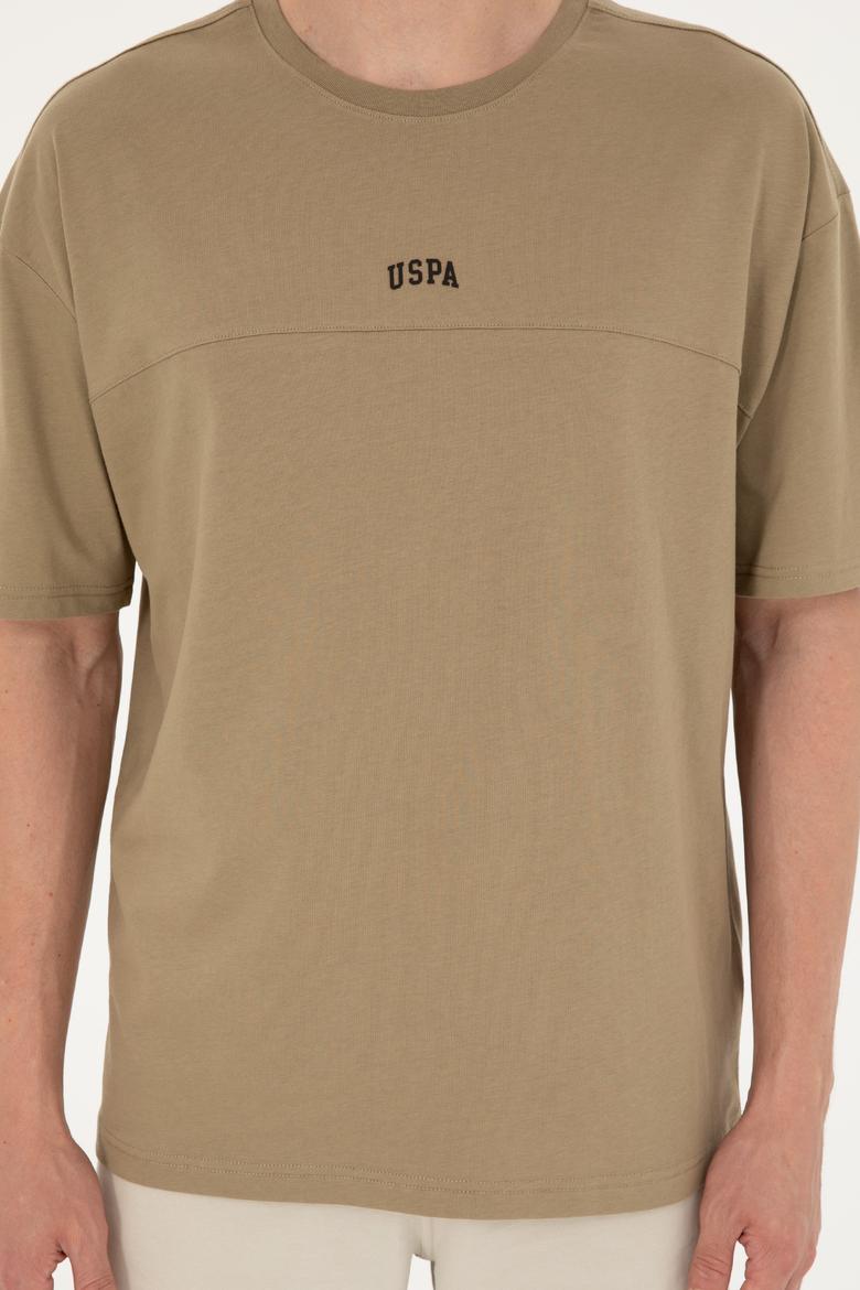 Erkek Comfort Fit Bisiklet Yaka Haki Tişört - 50287083029