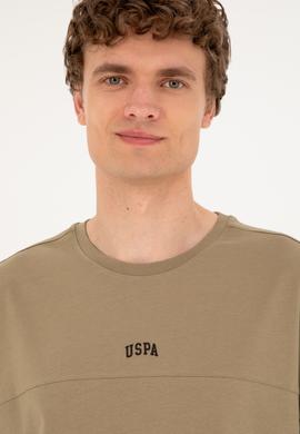 Erkek Comfort Fit Bisiklet Yaka Haki Tişört - 50287083029