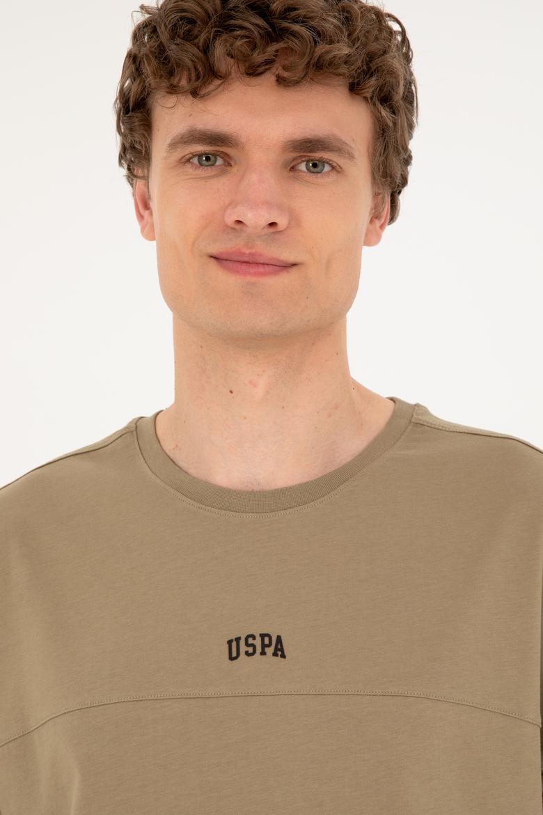 Erkek Comfort Fit Bisiklet Yaka Haki Tişört - 50287083029