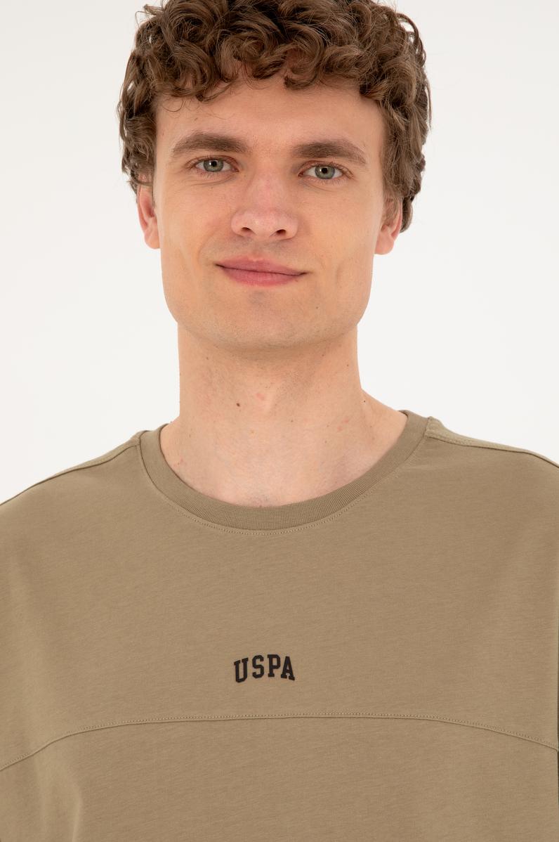 Erkek Comfort Fit Bisiklet Yaka Haki Tişört