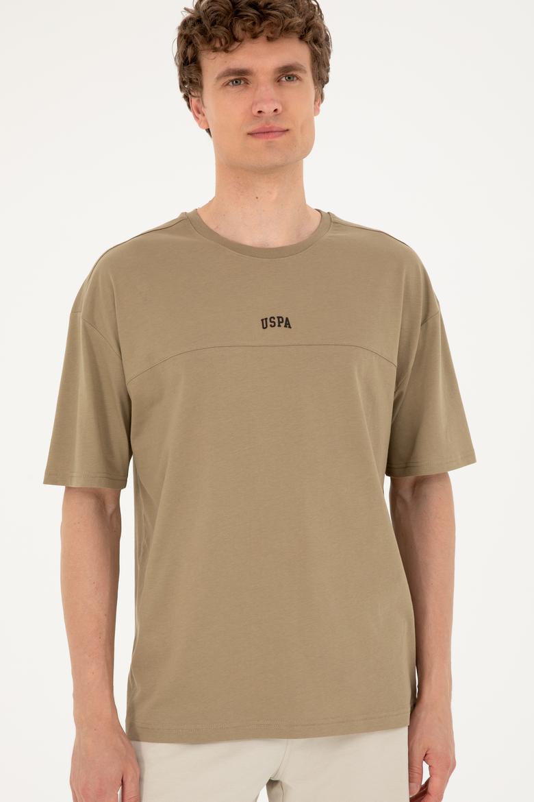 Erkek Comfort Fit Bisiklet Yaka Haki Tişört - 50287083029